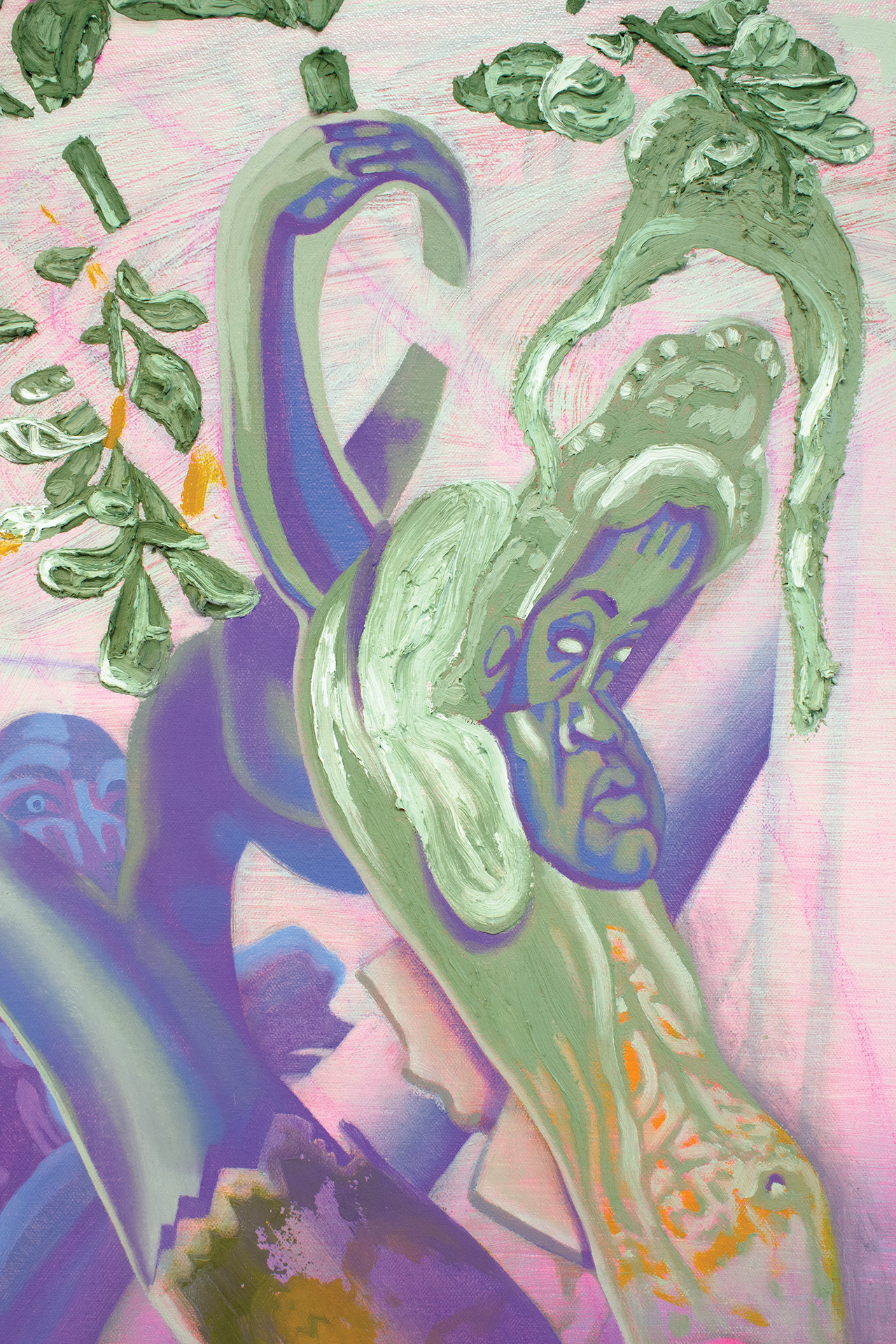 Ascension of the Toothpaste Mermaid, Detail, 36" x 24", Oil on Canvas, 2024