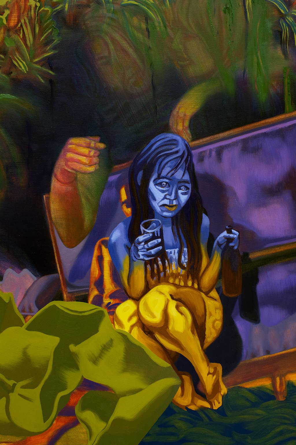 Vigil for a Spare, Detail, 6' x 4', Acrylic and Oil on Canvas, 2023